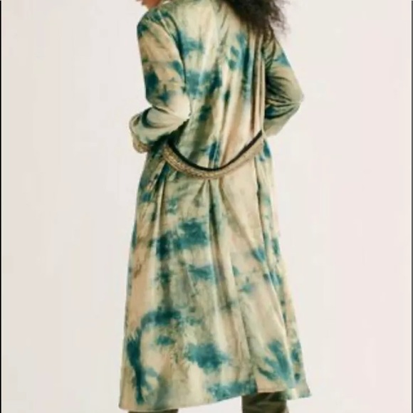Free People Velvet Duster Tie Dye Bead Embroidery - Picture 2 of 8